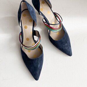Boden Blue Suede Kitten Heels 38